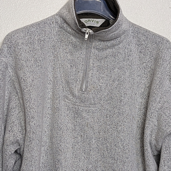 ORVIS Quarter Zip Pullover Sweatshirt Men's L Light Gray Outdoors - Picture 2 of 9